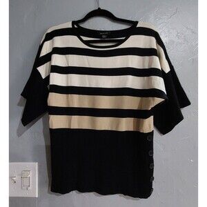 Spense  Top Sweater Women's S,striped Spandex, Boho, Decorative Button,...